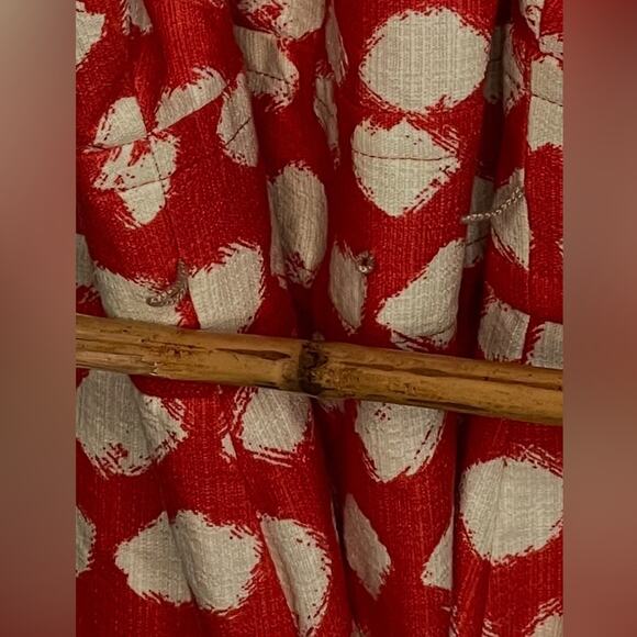 Eliza J  red/orange & White paint brush Polka Dot, Sleeveless, A-Line Dress - Picture 9 of 10